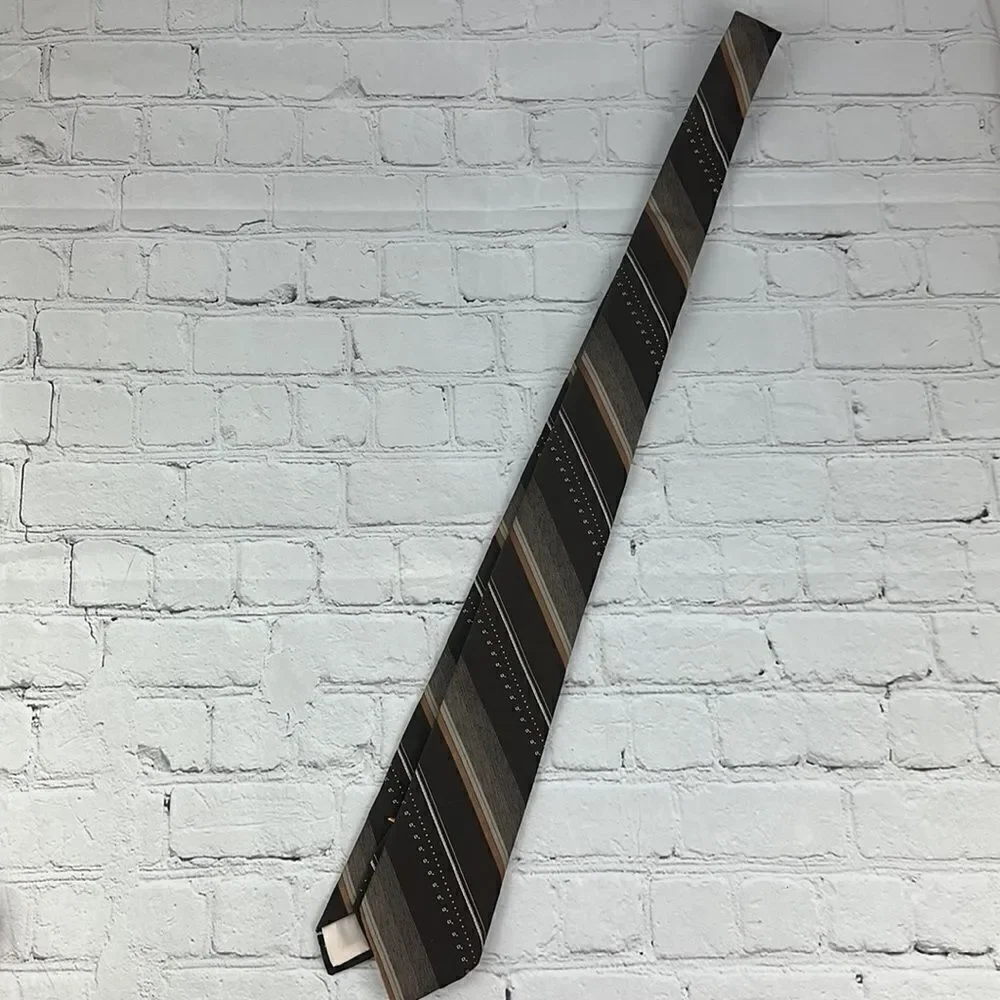 Don Loper Brown Patterned Polyester Neck Tie - Picture 2 of 6